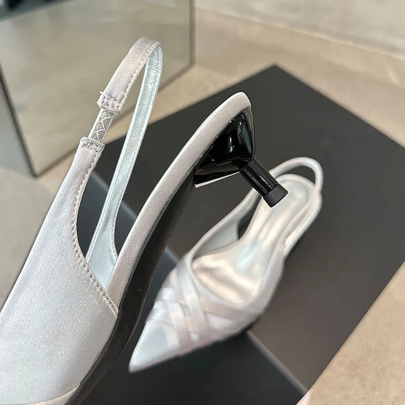 Silk Fashion Shallow Women Low Heel Pumps Shoes