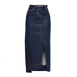 Denim High Waist Asymmetrical Skirt