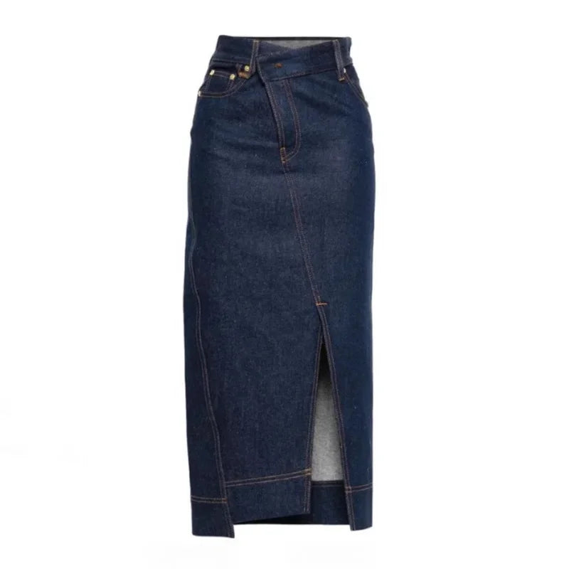 Denim High Waist Asymmetrical Skirt