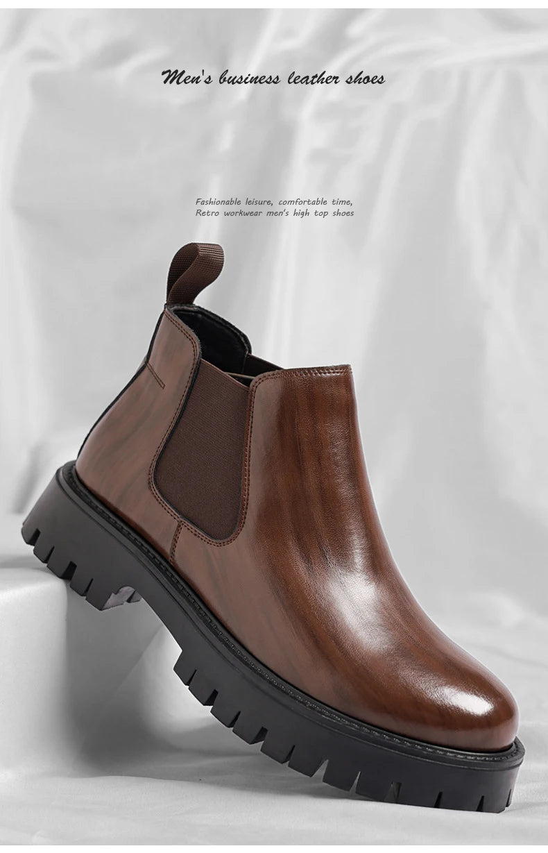Classic Retro Chelsea Leather Ankle Boots