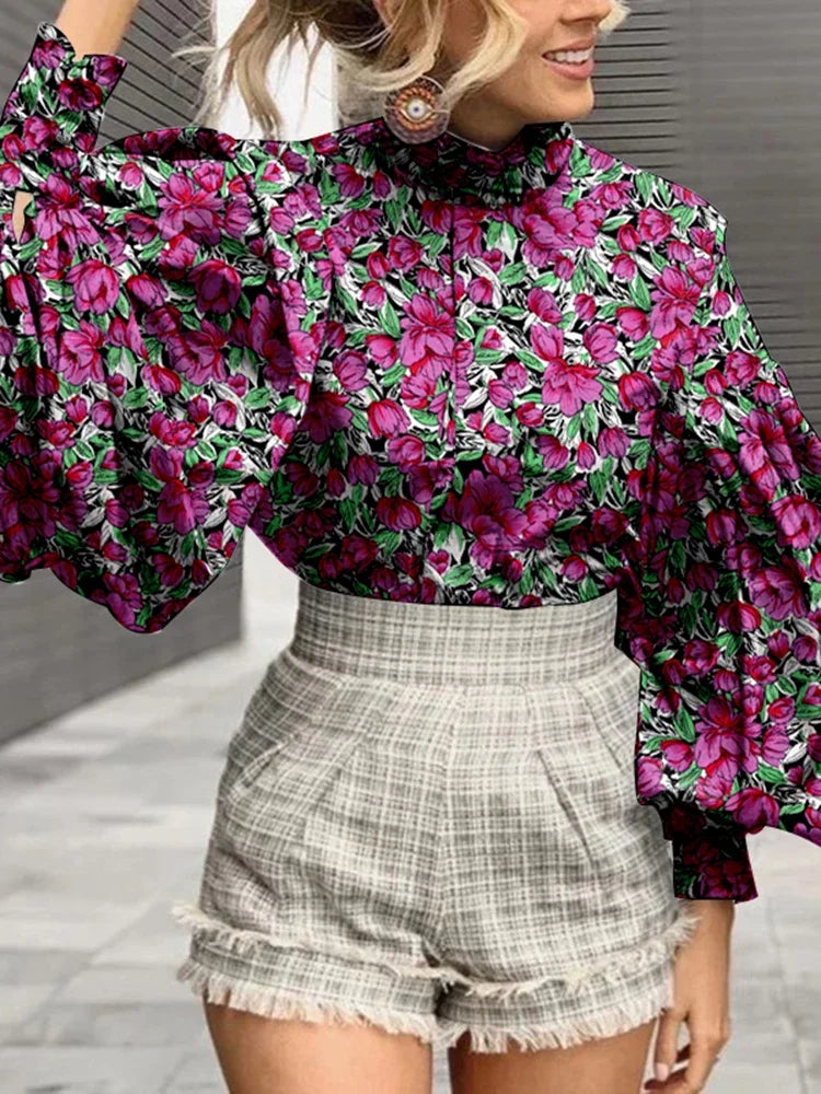 Blouses Tops Elegant Lantern Sleeve Chic