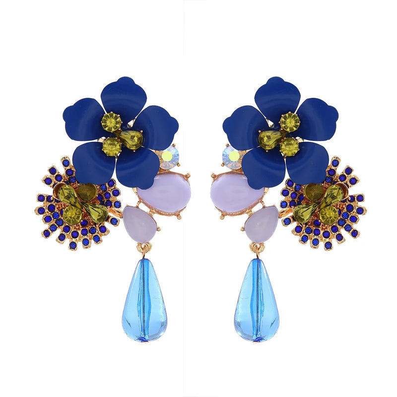 Elegant Colorful Resin Rhinestone Earrings