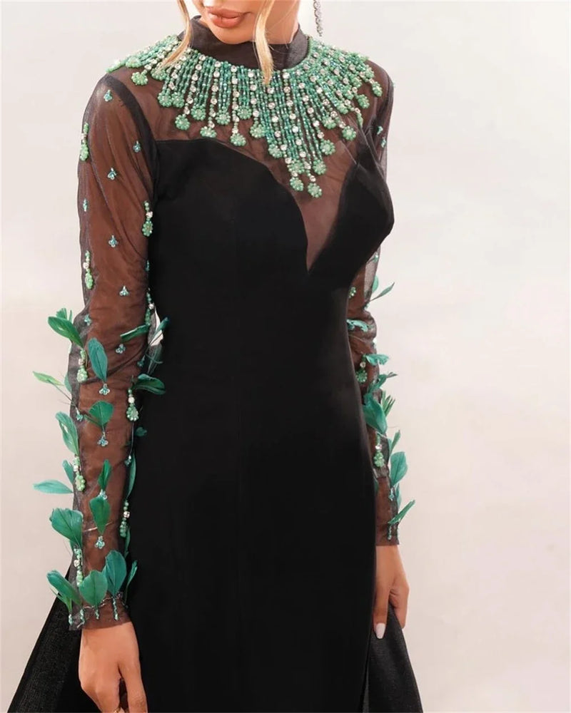 Elegant Evening A-line Flower Chiffon Dress