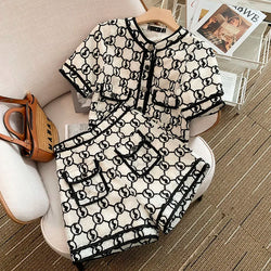 Retro Single-Breasted Short Coat + High Waist Slim Shorts