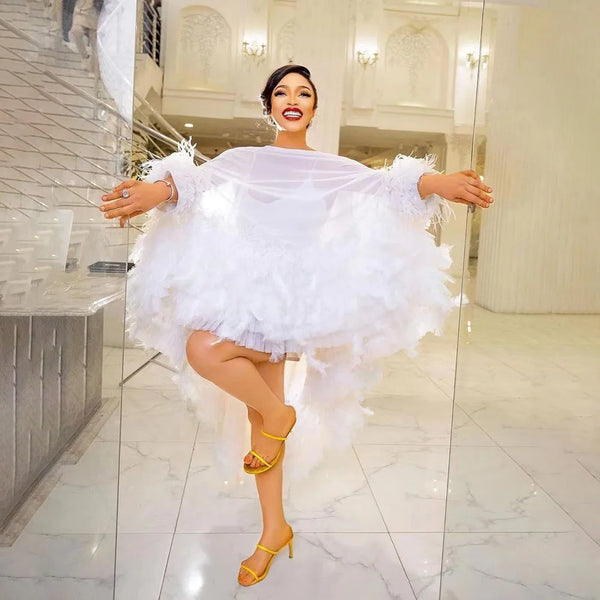 Sexy White Mesh Swan Dress