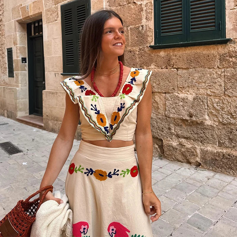 Chic Flying Sleeve Square Neck Sleeveless Set