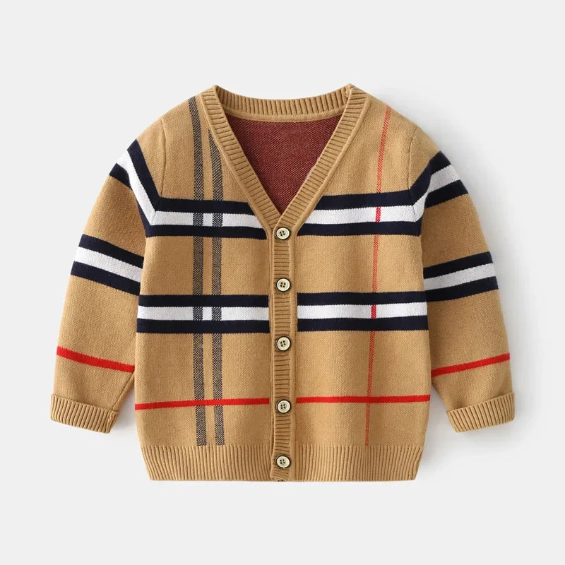 Warm Pullover Top Long Sleeve Plaid Sweater
