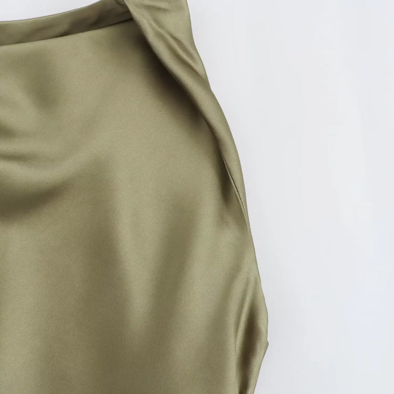 Sleeveless Temperament Silk Midi Long Dress