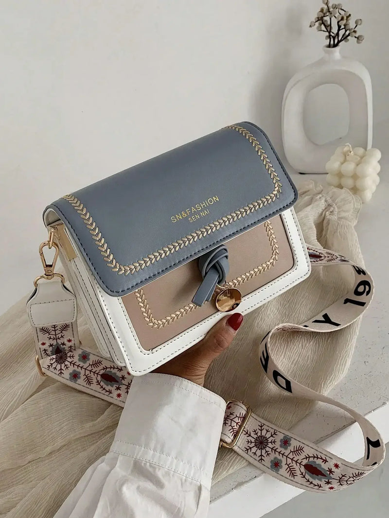 Crossbody Square Bag with Wide Shoulder Strap