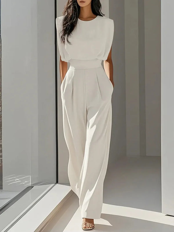 Summer Sleeveless Loose Pleated High Waist Urban Jumpsuits