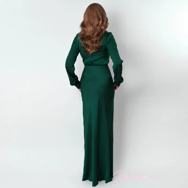 Silk Long Bridesmaid Sleeves Dress