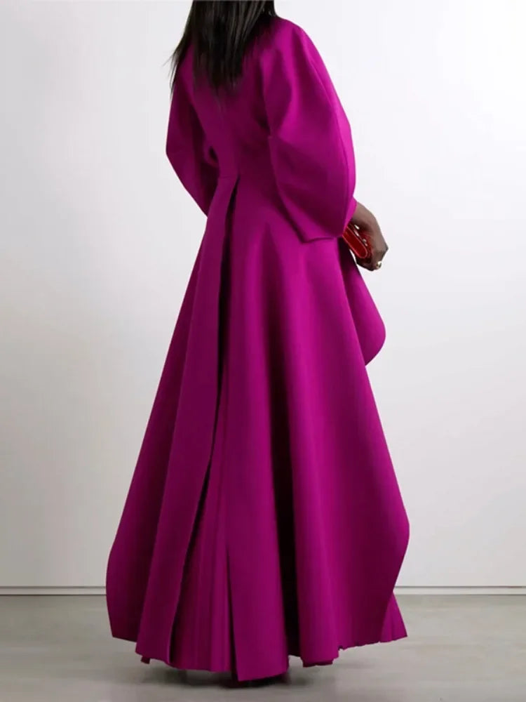 CAMINA New Spring Fuchsia Banquet Long Sleeve Dress