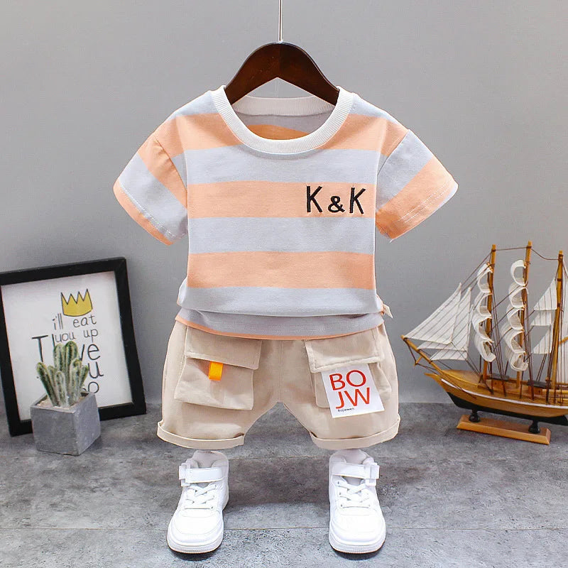 Summer Short Sleeve T Shirt and Shorts 2Pcs/Suit