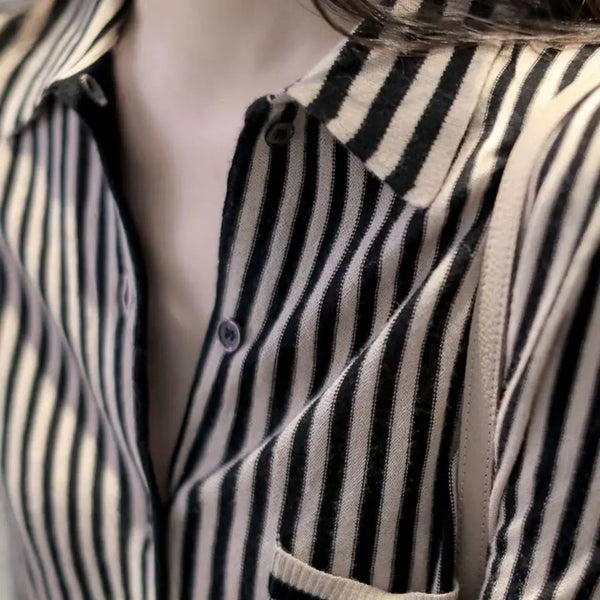 Striped Early Spring Simple Knitted Shirt