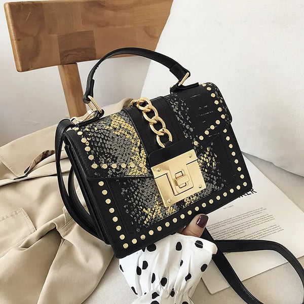 Rivet Snake Pattern Bag