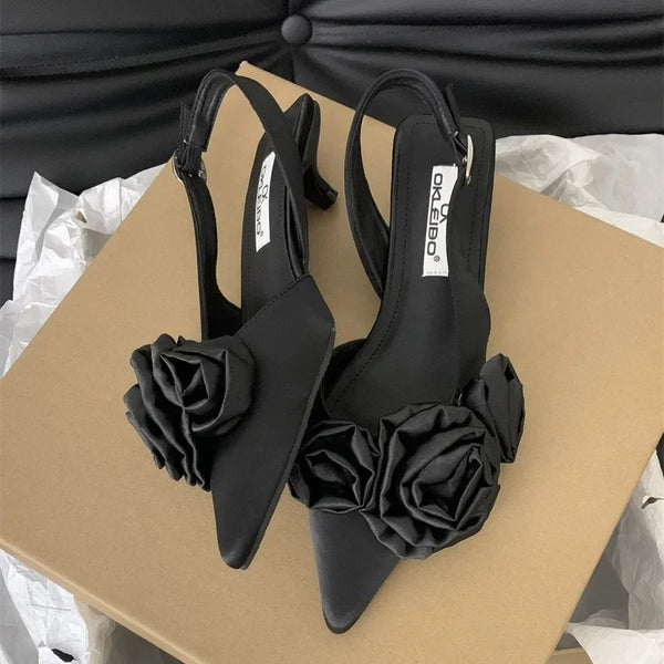 Elegant Sandals High Heeled Sweet Rose