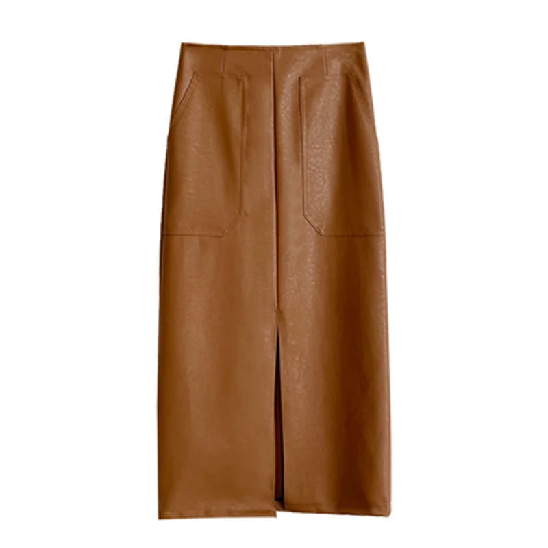 Slim Straight Faux Leather Skirt