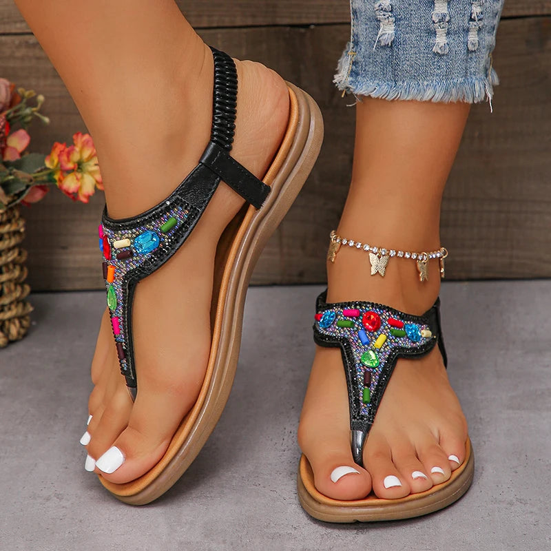 CAMINA Fashion Rhinestone Flat Sandals