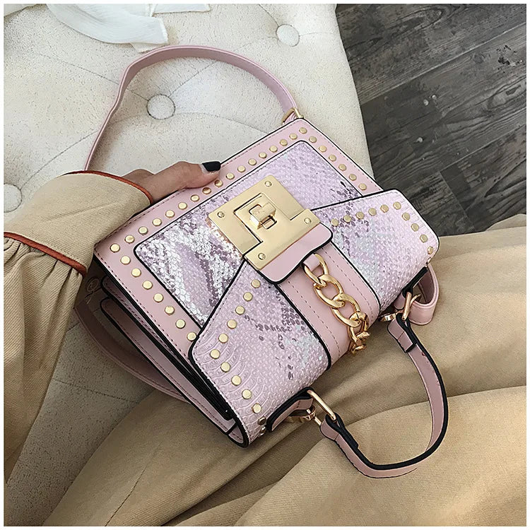 Rivet Snake Pattern Bag