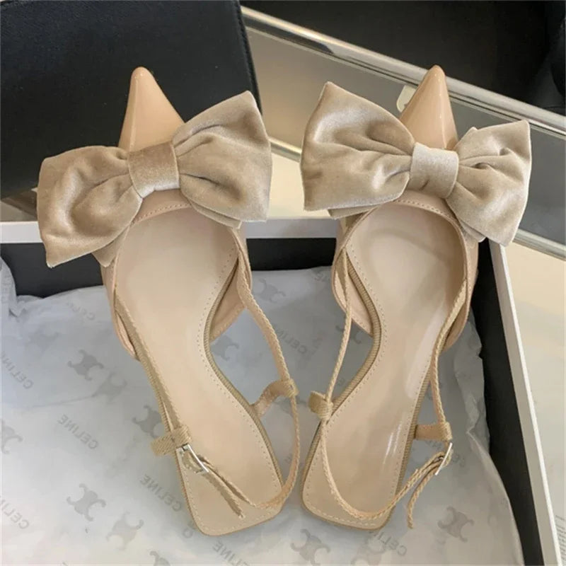 Elegant Spring Butterfly-knot Buckle Strap Pumps