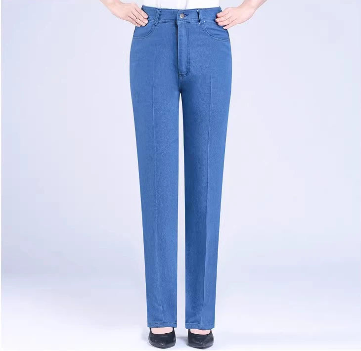 Straight Casual High Waist Classic Denim Pants