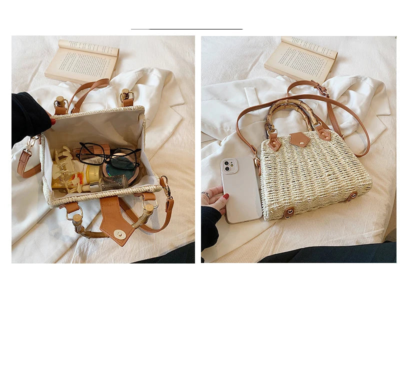 Summer Exquisite Bamboo Straw Woven Shoulder Bag