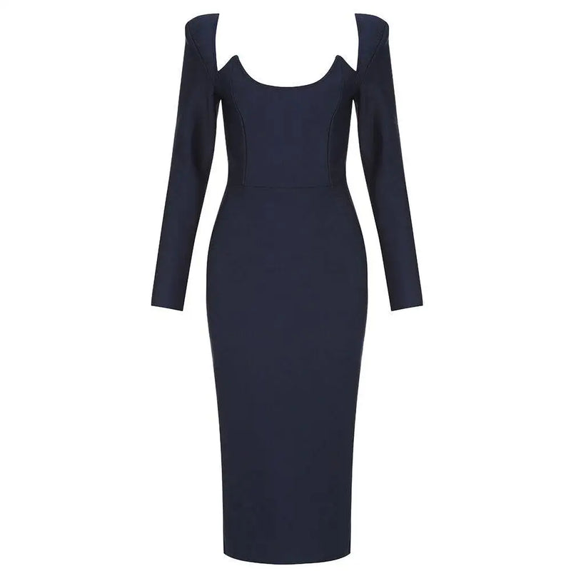 V-neck Bandage Full Sleeve Bodysuit Dress