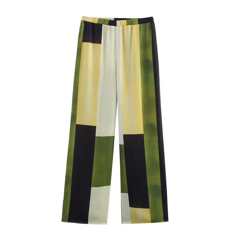 Printed Shirts Top Elastic Waist Long Pants