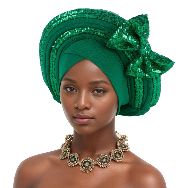Bowknot Auto Gele Headtie Turban Cap