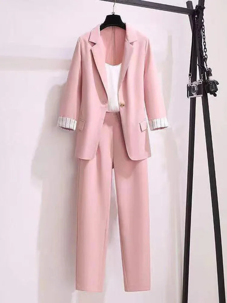 Elegant blazer leisure pants Tweed suit jacket three-piece