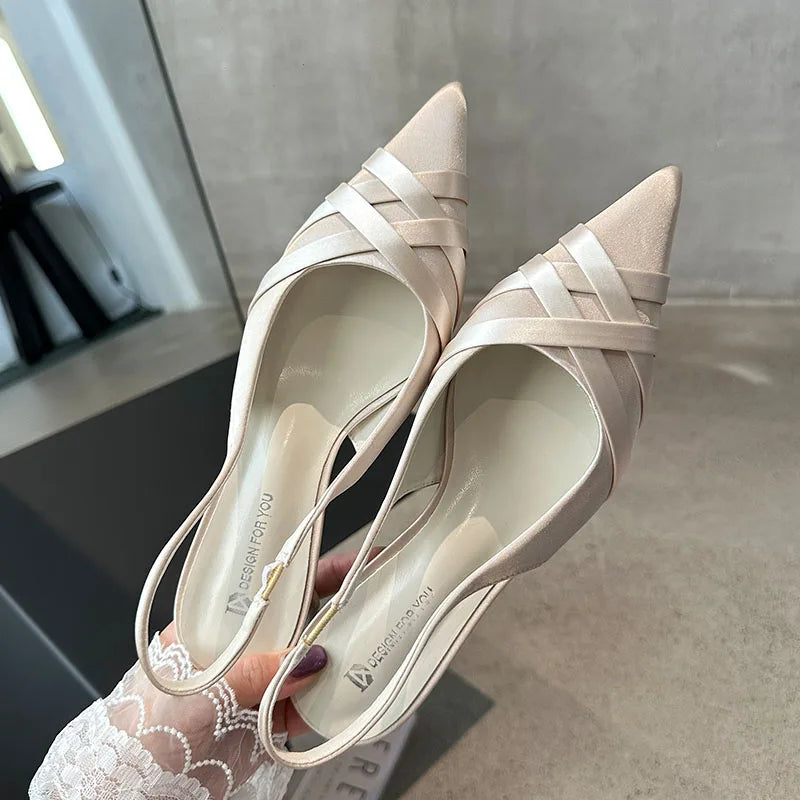 Silk Fashion Shallow Women Low Heel Pumps Shoes
