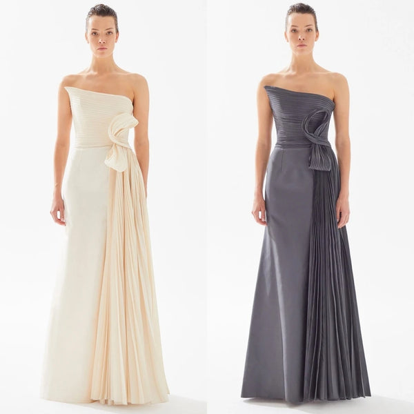 Strapless A-line Pleats Bespoke Occasion Dress