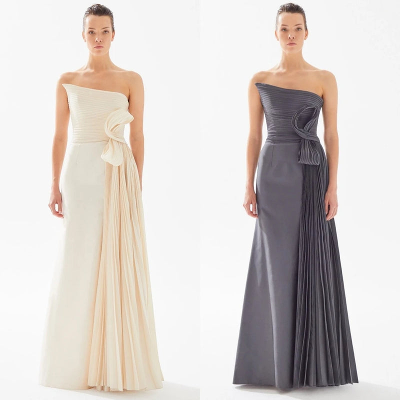Strapless A-line Pleats Bespoke Occasion Dress