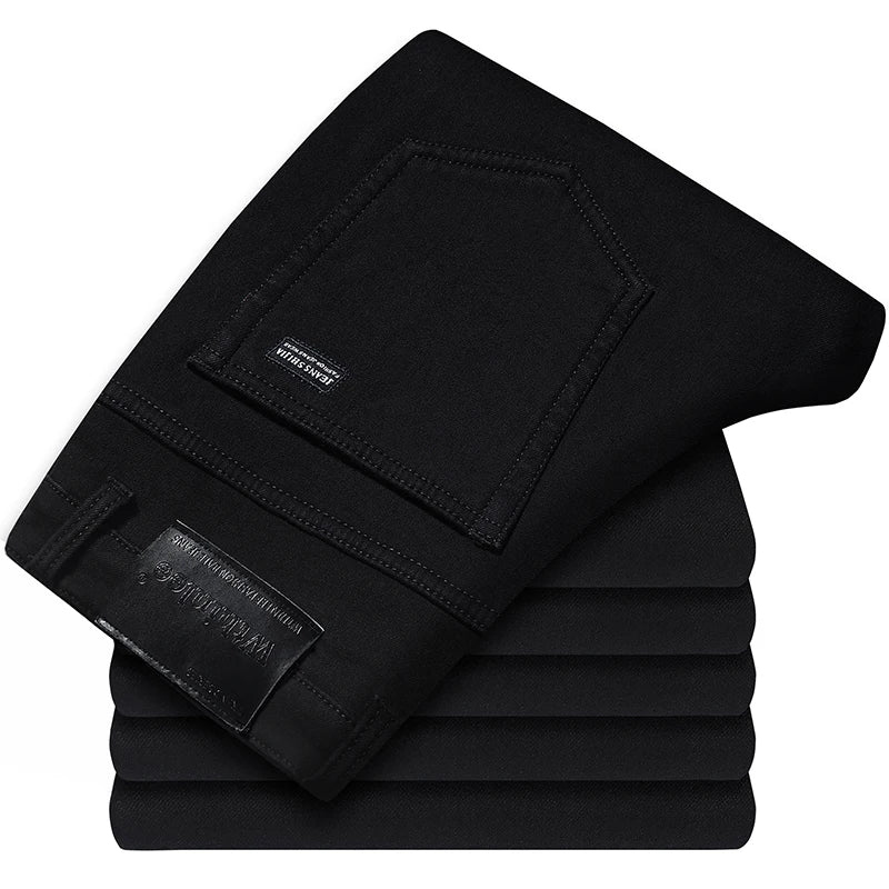 Spring Autumn Straight Elastic Slim Fit Casual Work Pants