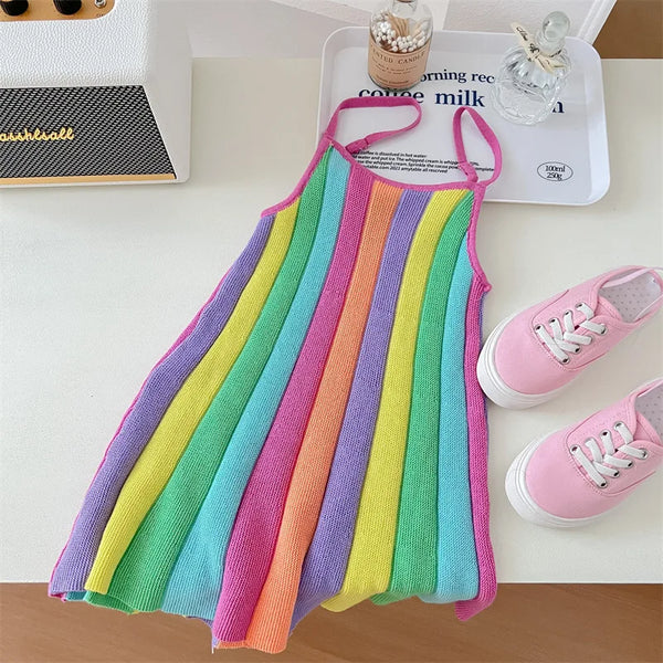 Strap Rainbow T-Shirt Dress