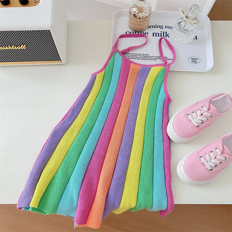 Strap Rainbow T-Shirt Dress