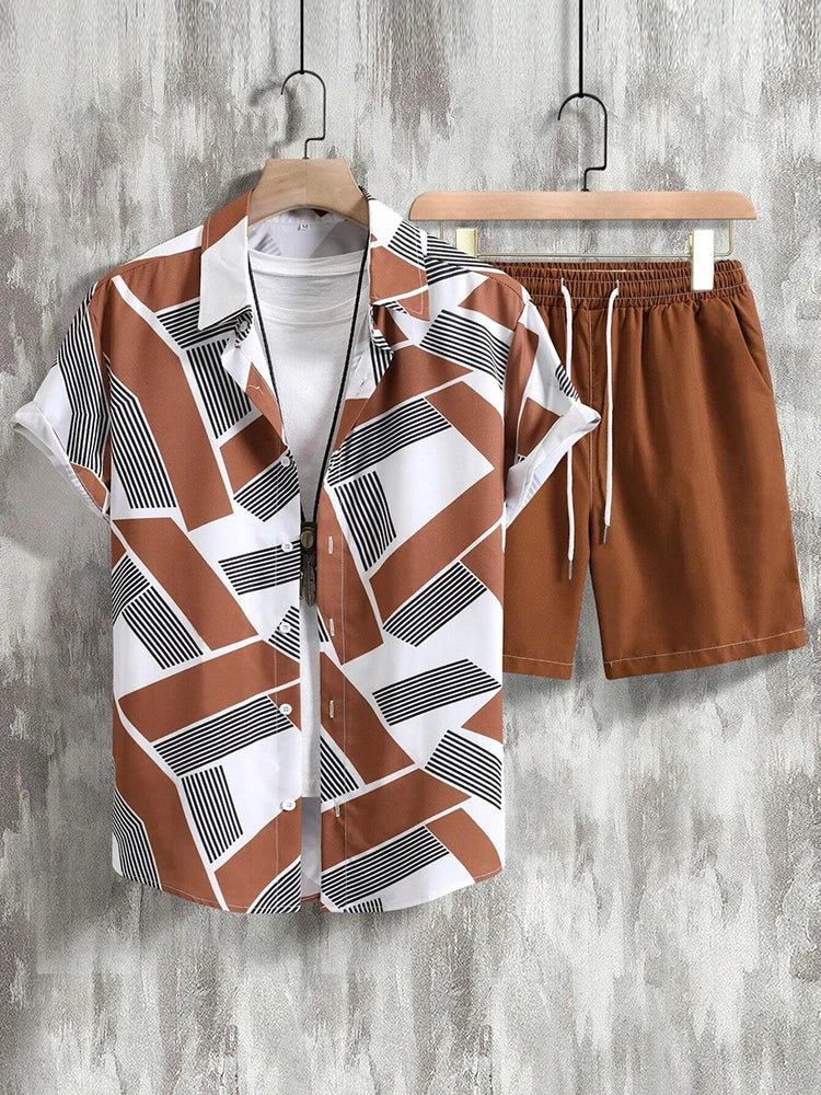 Everyday Short-sleeved Shirt And Sports Shorts Set