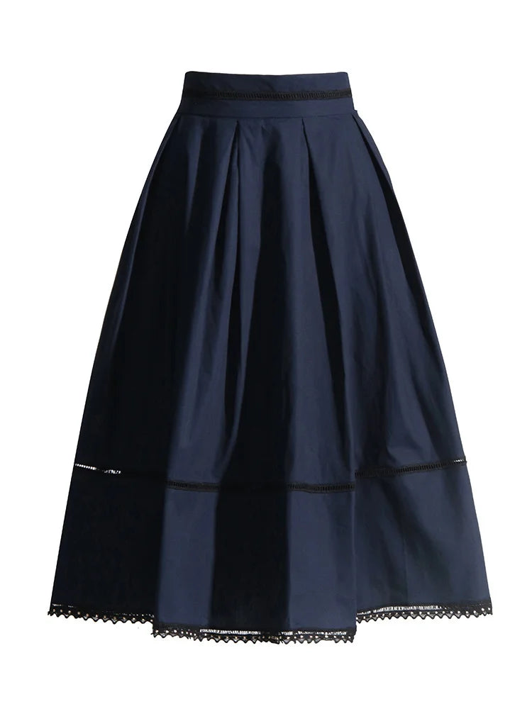 Elegant Lapel Short Sleeve Top High Waist A Line Pleated Skirt
