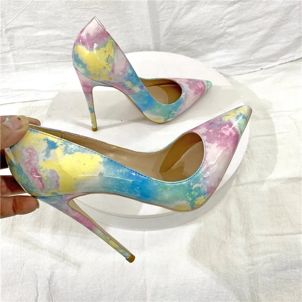 Colorful Print Patent Leather Pointed Toe