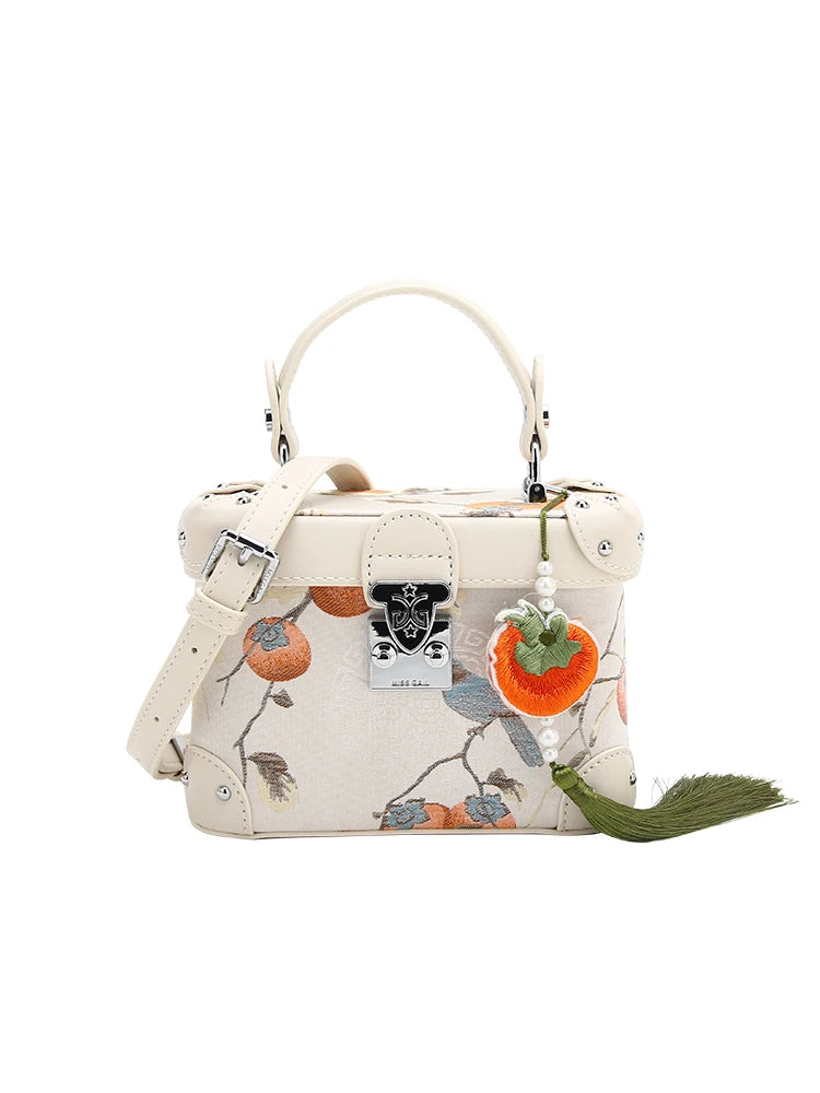 Sweet Luxury Box Bag with Delicate Flower Pendant