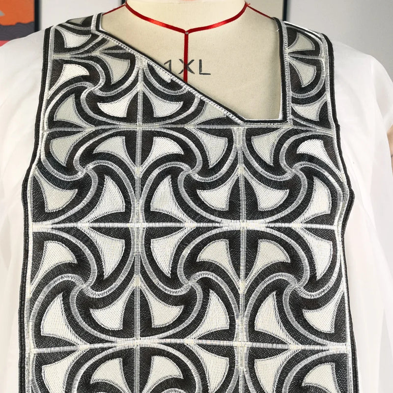 White Abaya Embroidery With Scarf