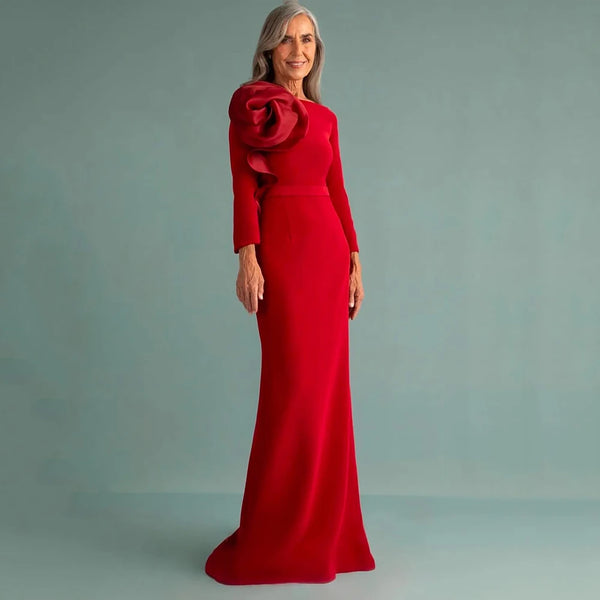 Flower Full Sleeves With Zipper Floor Length Dress