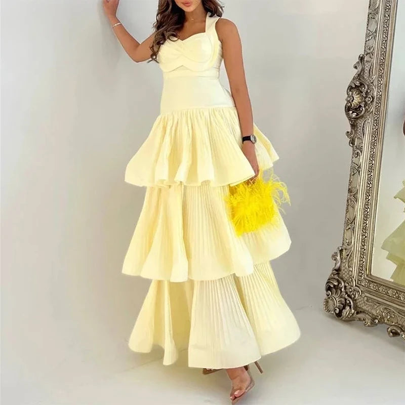 V-Neck Tiered Ruffle Dress