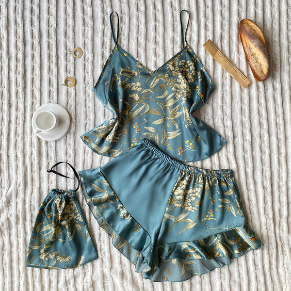 Ruffle Hem Shorts Pajama Set