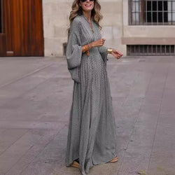 Boho Sexy V-neck Flare Long Sleeve Maxi Dress