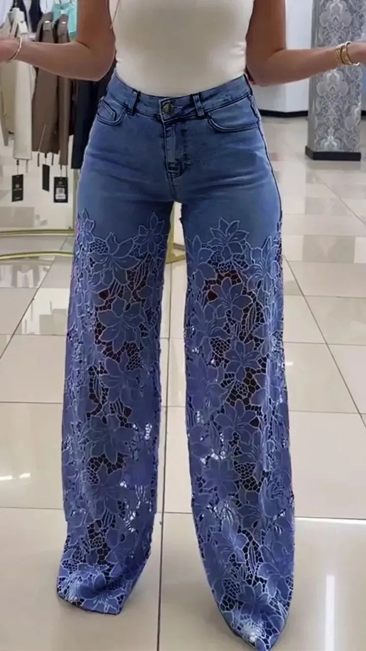 Baggy Zipper Pocket Button Straight Leg Trousers