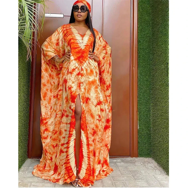 Ankara Dashiki Scarf Gown Caftan Dress