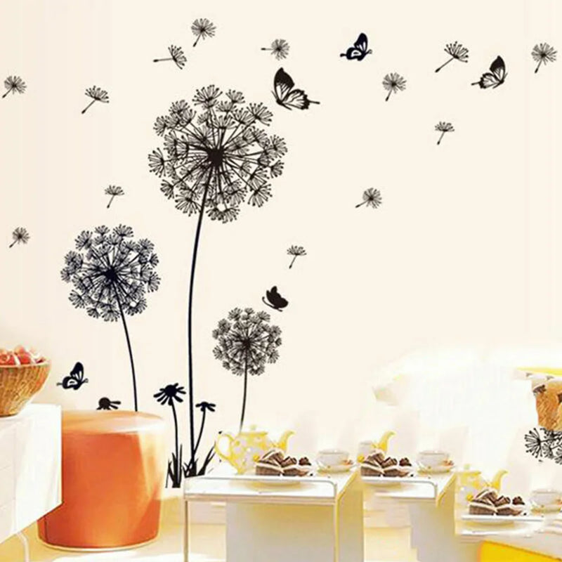 Black Dandelion Sitting Room Bedroom Wall Stickers