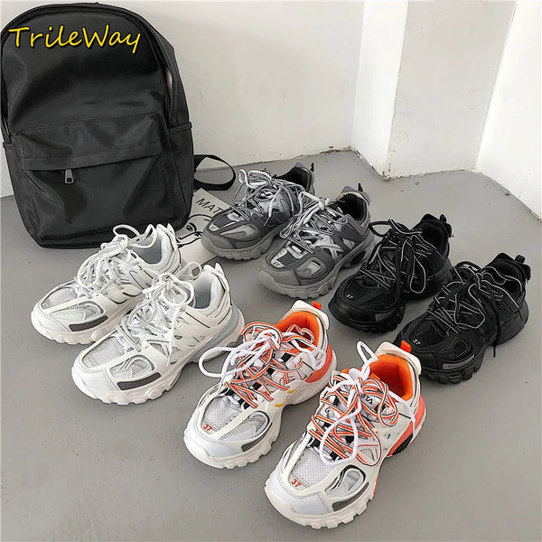 Pink Chunky Running Sneakers Men Athletic Sports