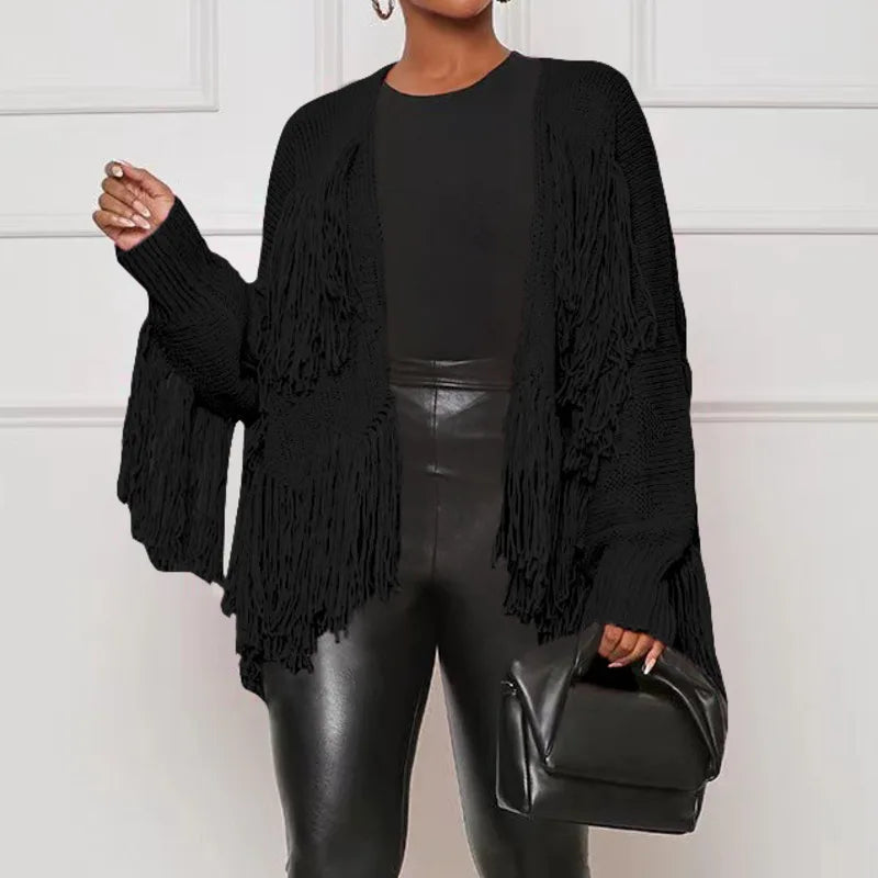 Casual Knitted Cardigan Tassel Sweater
